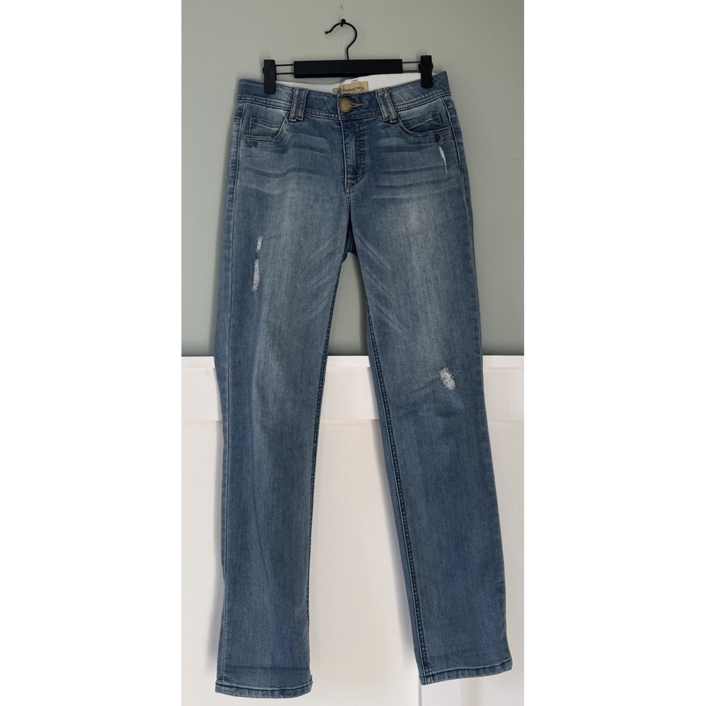 Democracy Jeans Womens 2 ‎ Ab Solution Mid Rise Stretch Distress Elastic Waist